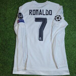 Cristiano Ronaldo Real Madrid 2015 2016 Long Sleeve UEFA FINAL Soccer Jersey M